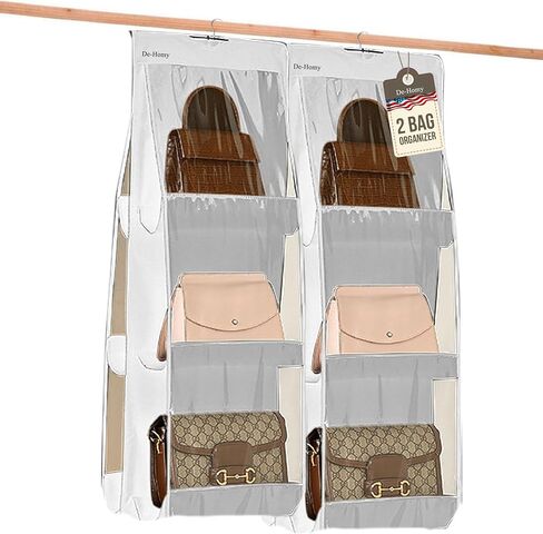 2-Pack handbag organizers and storage purse organizer closet organizer purse hanger organizer handbag storage bag organizer Thicken Metal Hooks (White, Large) in Saudi Arabia