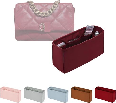 19 Jumbo Bag Organizer, Silky Insert Bag Compatible with Chanel 19 Bags, Lightweight Inner Bag for Women Luxury Bags (Rouge Grenat, Jumbo30) in Kuwait