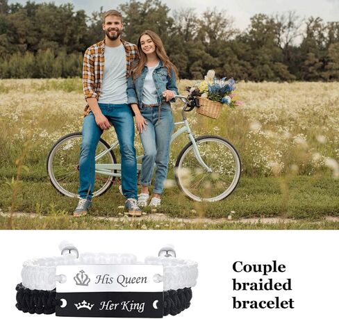 VNOX Personalized Customize Name Date Quote Friendship Love Couple Bracelet Handmade Braided Rope Bracelet Anniversary Christmas Gift for Him and Her,Adjustable in Saudi Arabia