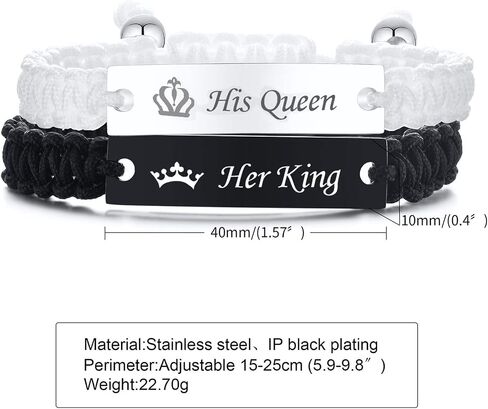 VNOX Personalized Customize Name Date Quote Friendship Love Couple Bracelet Handmade Braided Rope Bracelet Anniversary Christmas Gift for Him and Her,Adjustable in Saudi Arabia