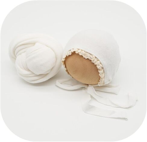 Newborn Photography Wrap Prop Newborn Photoshoot Outfits Ruffle Bonnet Baby Girl Boy Photo Lace Edge Hat Set in Saudi Arabia