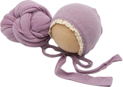 Newborn Photography Wrap Prop Newborn Photoshoot Outfits Ruffle Bonnet Baby Girl Boy Photo Lace Edge Hat Set in Saudi Arabia