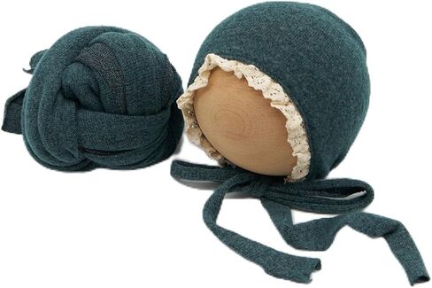 Newborn Photography Wrap Prop Newborn Photoshoot Outfits Ruffle Bonnet Baby Girl Boy Photo Lace Edge Hat Set in Saudi Arabia