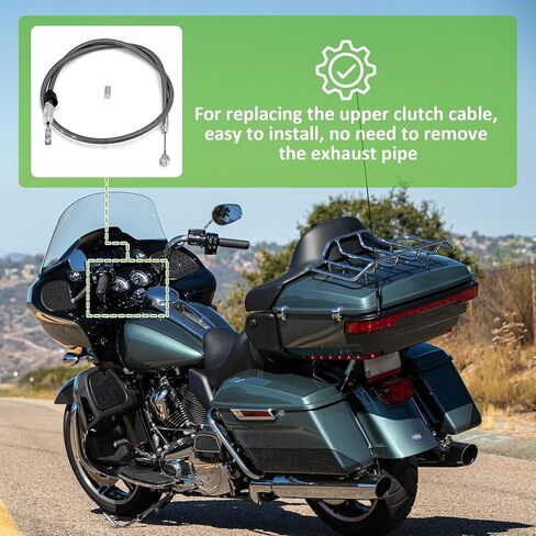 Mofun 46 "طول ممتد من الكابلات العلوية القابض من الفولاذ المقاوم للصدأ متوافق مع Harley Touring Road Electra Glide 2021-2024 ، Fit Softail Fat Boy Low Rider Slim 2018-2024 Black in Saudi Arabia