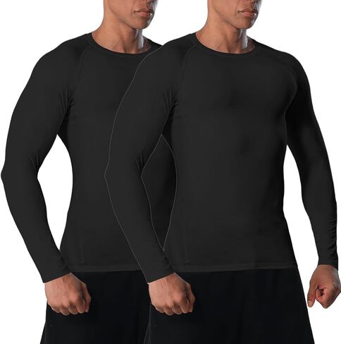Mens Long Sleeve Compression Shirts Athletic Sport T-Shirt Base Layer Top Workout Undershirt Running in Saudi Arabia