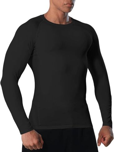 Mens Long Sleeve Compression Shirts Athletic Sport T-Shirt Base Layer Top Workout Undershirt Running in Saudi Arabia
