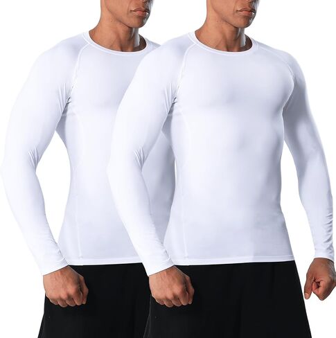 Mens Long Sleeve Compression Shirts Athletic Sport T-Shirt Base Layer Top Workout Undershirt Running in Saudi Arabia