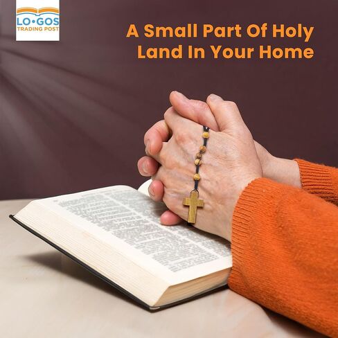 TREE OF LIFE REV. 22:14 Holy Land Olive Wood Catholic Rosary from Israel, Solid Wooden Dangling Cross Pendant, Large Beads, For Men and Women, Housed in Gift Ready Red Velvet Box, Rosario Católico in Kuwait