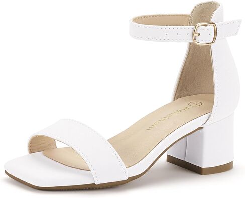 Hehainom Girls Dress Shoes Heels Sandals Little Big Kids Square-Toe Ankle Strap Wedding Party Flower Girls Shoes in Kuwait