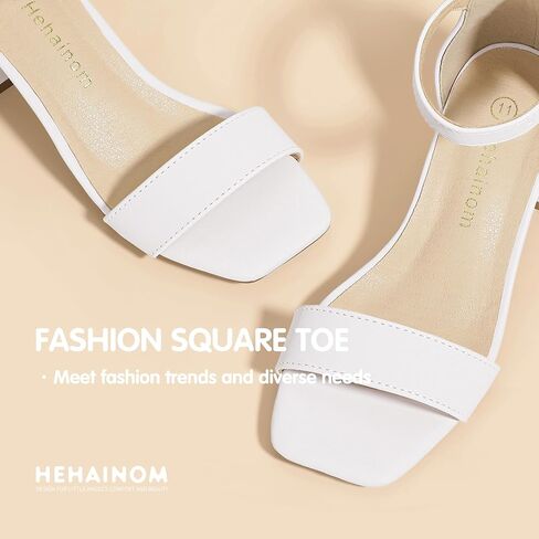 Hehainom Girls Dress Shoes Heels Sandals Little Big Kids Square-Toe Ankle Strap Wedding Party Flower Girls Shoes in Kuwait