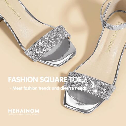 Hehainom Girls Dress Shoes Heels Sandals Little Big Kids Square-Toe Ankle Strap Wedding Party Flower Girls Shoes in Kuwait