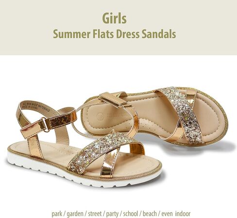 Lselom Girls Sandals لطيف فتحة اصبع القدم الصنادل بريق بريق حفل زفاف الأميرة شقق الصيف in Kuwait