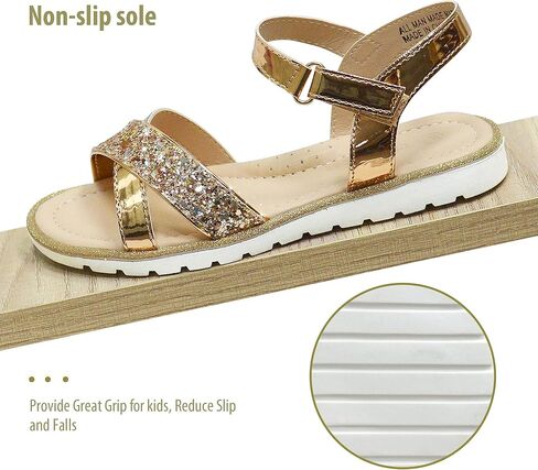 Lselom Girls Sandals لطيف فتحة اصبع القدم الصنادل بريق بريق حفل زفاف الأميرة شقق الصيف in Kuwait