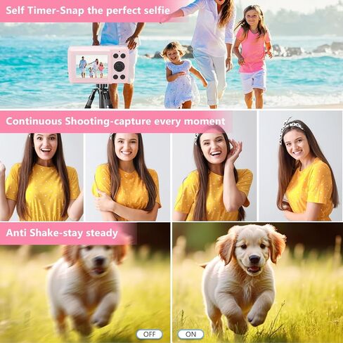 Digital Camera, FHD 1080P Kids Camera 16MP Digital Cameras 2.4 Inch Display, 16X Zoom, Compact Small Camera Gift for Kids Boys Girls Students (Roseate) in Saudi Arabia