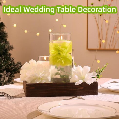 24 Pcs Floating Candles for Centerpieces and Floating Flowers Artificial Flowers Head Vase Filler for Party Home Table Wedding Centerpieces Decoration (Blue) in Kuwait