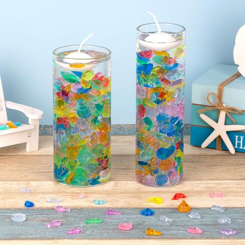 QEQEKAKA 100pcs Ocean Sensory Bin Kit - Plastic Seashells Acrylic Gems for Diving Toys, Vase Filler Decor, Mermaid Pool Toy Treasure Hunt (0.5"-1.3" Fake Beach Shells) in Saudi Arabia