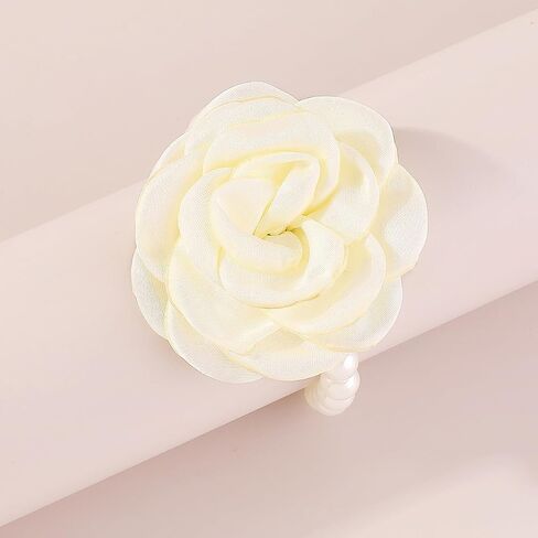 CHAKRA HEALING REIKI CHR Rose Flower Pearl Bracelet for Women Colour Fabric Camellia Bracelet Jewelry Elegance Large Rose Bangle Flower Bracelet in Saudi Arabia