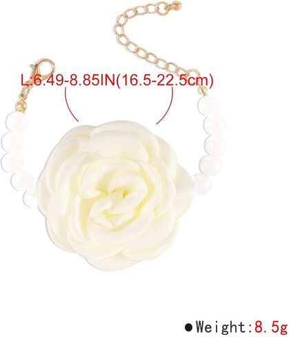 CHAKRA HEALING REIKI CHR Rose Flower Pearl Bracelet for Women Colour Fabric Camellia Bracelet Jewelry Elegance Large Rose Bangle Flower Bracelet in Saudi Arabia