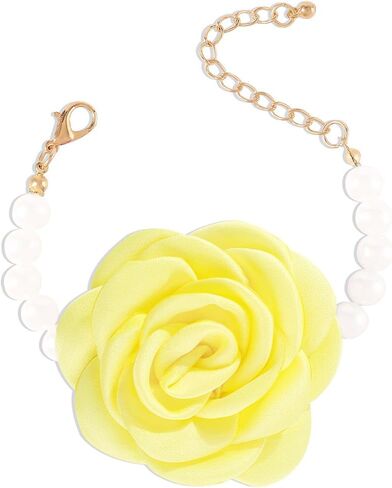 CHAKRA HEALING REIKI CHR Rose Flower Pearl Bracelet for Women Colour Fabric Camellia Bracelet Jewelry Elegance Large Rose Bangle Flower Bracelet in Saudi Arabia