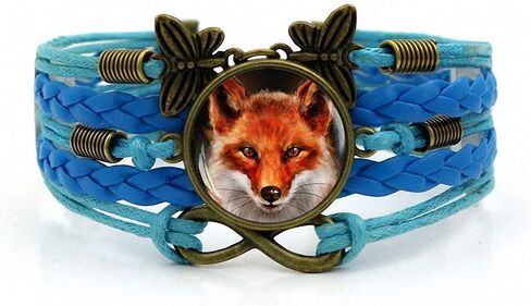 Creativity Handmade Leathers Braided Bracelet Red Fox Cabochon Bracelet Wristband Bracelet in Kuwait