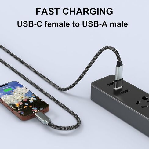 [10 حزم] محول USB إلى USB C، محول كابل شاحن من النوع C أنثى إلى ذكر لهاتف iPhone 15 14 13 Pro Max Plus، Apple Watch Ultra iWatch 9 8 7، MacBook Pro، iPad 10 9، Samsung Galaxy S20-23، فضي in Saudi Arabia