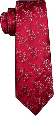 Barry.Wang Christmas Ties for Men Necktie Festival Tie Sets Xmas Tree Snowflakes Handkerchief Cufflinks Party Holiday in Saudi Arabia