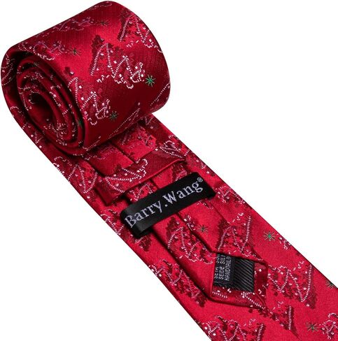 Barry.Wang Christmas Ties for Men Necktie Festival Tie Sets Xmas Tree Snowflakes Handkerchief Cufflinks Party Holiday in Saudi Arabia