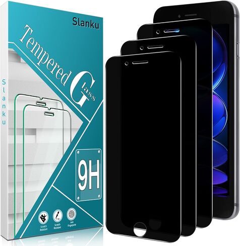 Slanku (3 Pack) Screen Protector for iPhone 8 Plus, 7 Plus, 6S Plus, 6 Plus Tempered Glass, Easy to Install, Bubbles Free, Anti-Scratch, Case Friendly in Saudi Arabia