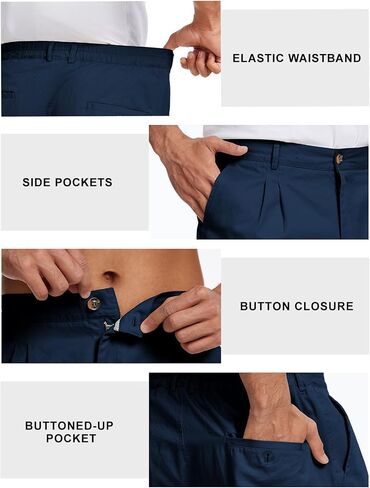 PEHMEA Men's Cargo Shorts Summer Cotton Casual Elastic Waist Short with Pockets for Golf Travel Fishing Hiking Outdoor Work in Kuwait