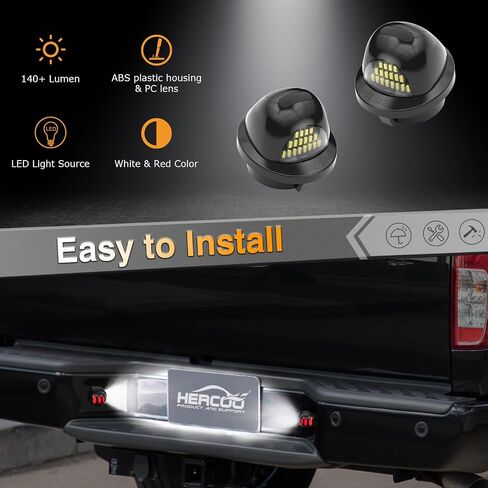 HERCOO License Plate Light White LED Tag Lights Red Neon Tube Plates Lamp Lens Assembly Compatible with Ford F150 F250 F350 F450 F550 Super Duty Ranger Lincoln Mark LT Explorer Excursion in Saudi Arabia