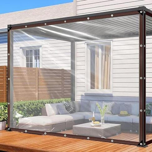 Clear Tarp - Heavy Duty Waterproof 8x10FT Plastic Tarps with Grommets Clear Vinyl Tarps for Outdoor Porches Transparent Tarpaulin for Patio Enclosure Roofs Greenhouse Plant Chicken Coop Cover in Kuwait