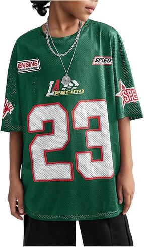 Verdusa Girl's Oversized Jersey Shirts Number Y2k Tops Letter Print Vintage Tees in Saudi Arabia