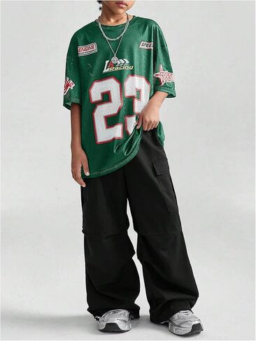 Verdusa Girl's Oversized Jersey Shirts Number Y2k Tops Letter Print Vintage Tees in Saudi Arabia