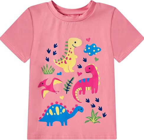 Toddler Girls Clothes T-Shirt Short Sleeve Graphic Tee Cartoon Dinosaur 2-6T Girl Shirt Summer in Saudi Arabia