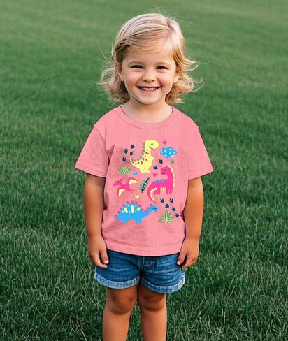Toddler Girls Clothes T-Shirt Short Sleeve Graphic Tee Cartoon Dinosaur 2-6T Girl Shirt Summer in Saudi Arabia