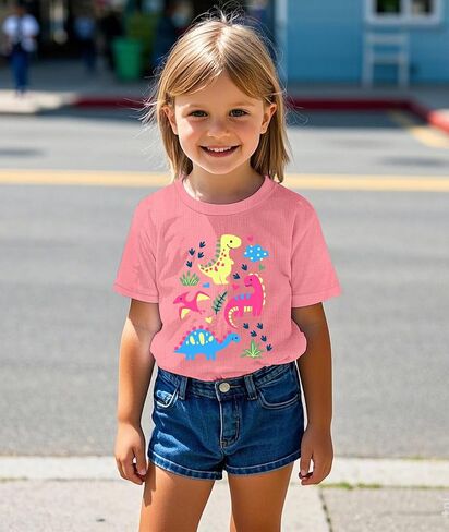 Toddler Girls Clothes T-Shirt Short Sleeve Graphic Tee Cartoon Dinosaur 2-6T Girl Shirt Summer in Saudi Arabia