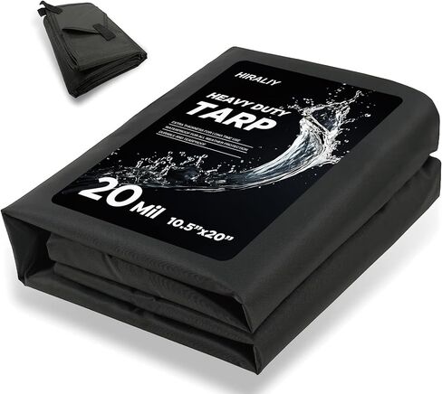 HIRALIY 20 Mil Heavy Duty Waterproof Tarp, 7x12ft Black Tarpaulin with Reinforced Webbing Loops, Multipurpose Oxford Canvas Tarp for Firewood, Roof, Camping, Pool in Saudi Arabia
