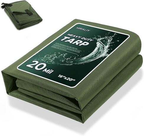 HIRALIY 20 Mil Heavy Duty Waterproof Tarp, 7x12ft Black Tarpaulin with Reinforced Webbing Loops, Multipurpose Oxford Canvas Tarp for Firewood, Roof, Camping, Pool in Saudi Arabia