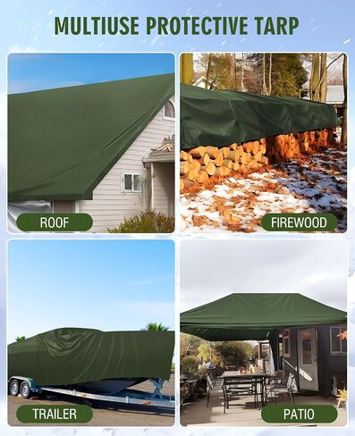 HIRALIY 20 Mil Heavy Duty Waterproof Tarp, 7x12ft Black Tarpaulin with Reinforced Webbing Loops, Multipurpose Oxford Canvas Tarp for Firewood, Roof, Camping, Pool in Saudi Arabia