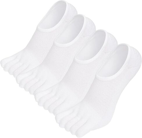 Hellomamma No Show Toe Socks for Men: 5 Finger Hidden Cotton Low Cut Socks for Running Walking Sports 4 Pairs Size 6-15 in Saudi Arabia