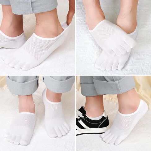 Hellomamma No Show Toe Socks for Men: 5 Finger Hidden Cotton Low Cut Socks for Running Walking Sports 4 Pairs Size 6-15 in Saudi Arabia