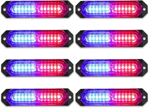 تمت ترقيته 8 أجهزة كمبيوتر محدودة 12 مصابيح مزامنة LED مصابيح قوية الطوارئ ، [20 أنماط إضاءة وميض] مصابيح Amber & White Strobe للشاحنة ، [Can-bus Design] أضواء سميكة للغاية للسيارة/ATV/UTV in Kuwait