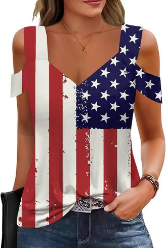 قمصان نسائية صيفية بأكمام قصيرة وأكتاف باردة ورقبة على شكل حرف V فضفاضة تناسب الأساسية تي شيرت كاجوال وبلوزات in Kuwait