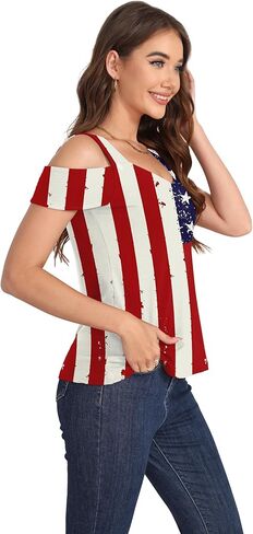 قمصان نسائية صيفية بأكمام قصيرة وأكتاف باردة ورقبة على شكل حرف V فضفاضة تناسب الأساسية تي شيرت كاجوال وبلوزات in Kuwait