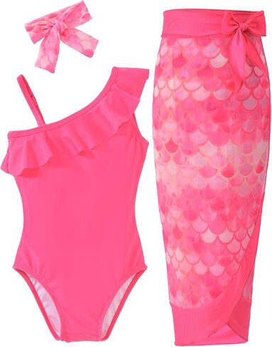 Hintina Toddler Girl One Piece Swimsuit مع التستر على تنورة السباحة بدلة السباحة 2-7y in Saudi Arabia