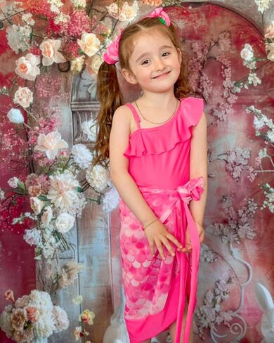 Hintina Toddler Girl One Piece Swimsuit مع التستر على تنورة السباحة بدلة السباحة 2-7y in Saudi Arabia