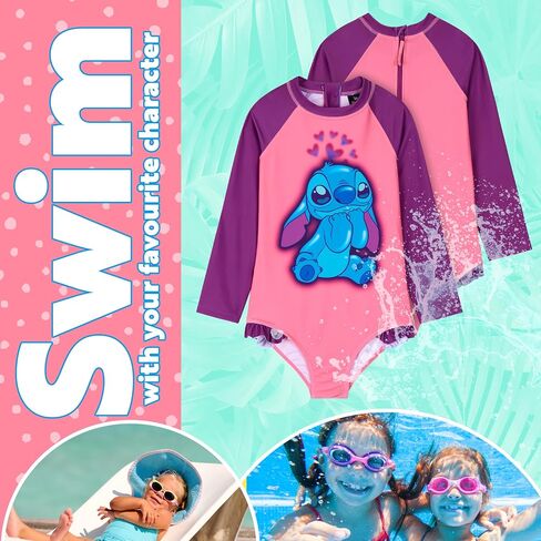 Disney Girls One Piece Swimsuit, Long Sleeve Swimming - Girls Gifts in Saudi Arabia