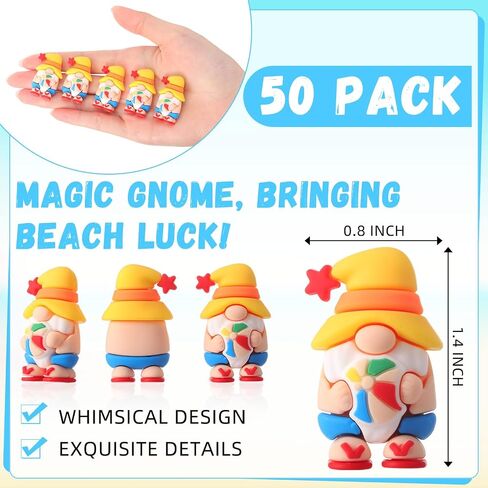 50 Pcs Mini Summer Gnomes Figures Beach Miniature Figurines Decors Tiny Summer Party Statues Gifts Small Gnomes to Hide Party Favors Supplies Office Home Decoration in Kuwait