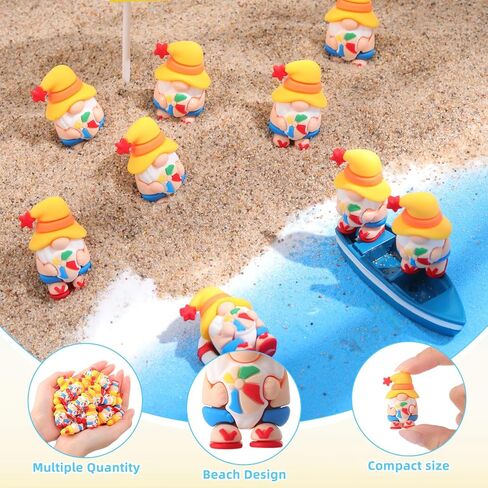 50 Pcs Mini Summer Gnomes Figures Beach Miniature Figurines Decors Tiny Summer Party Statues Gifts Small Gnomes to Hide Party Favors Supplies Office Home Decoration in Kuwait
