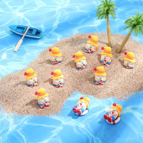 50 Pcs Mini Summer Gnomes Figures Beach Miniature Figurines Decors Tiny Summer Party Statues Gifts Small Gnomes to Hide Party Favors Supplies Office Home Decoration in Kuwait